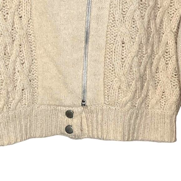 Aran Crafts NWT Cable Knit Irish Wool Sweater Cardigan Asymmetrical Zip Front M - Picture 14 of 16
